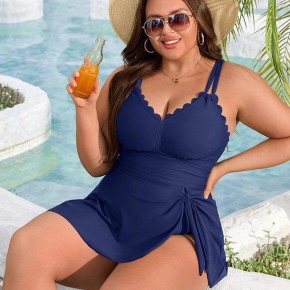 Charmo Plus Size Swimsuit for Women Swim Dress One Piece Tummy Control 3x - Picture 6 of 7